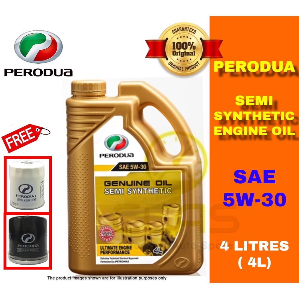100% Original Perodua Semi Synthetic Engine Oil Gold Packaging  SAE 5W