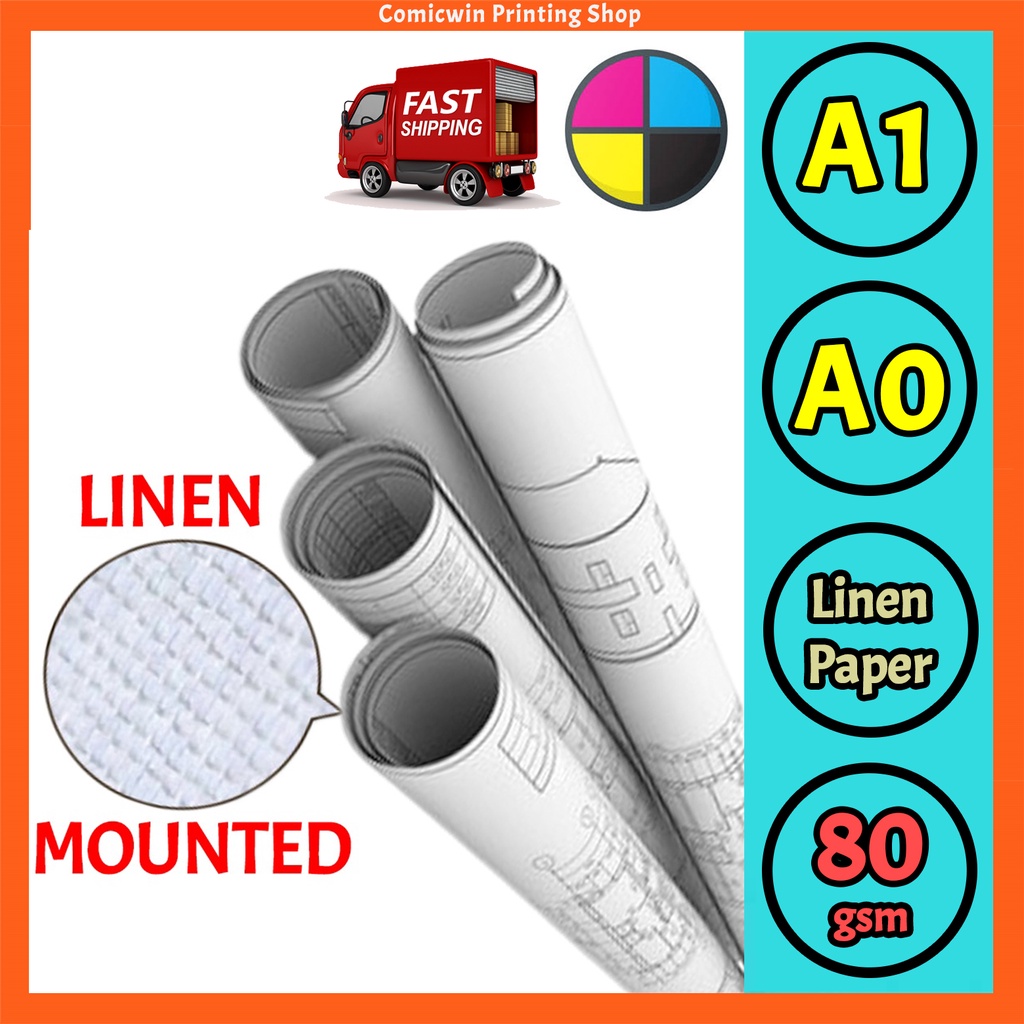 A1 Printing Linen Paper Printing Service (Colour  Line & Drawing) A1 