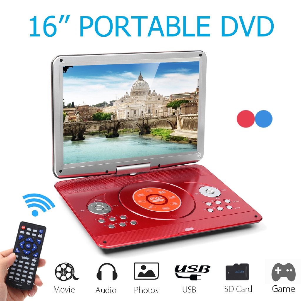 14 Inch Portable Dvd Player Game Tv Support Mp3 Mp4 Vcd Cd Player Rotatable Screen Media Dvd Player For Home And Car Shopee Malaysia