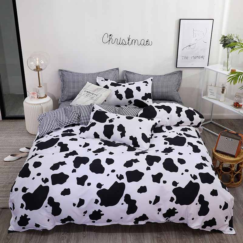 Black White Bedding Set Cow Pattern Bed Qulit Duvet Cover