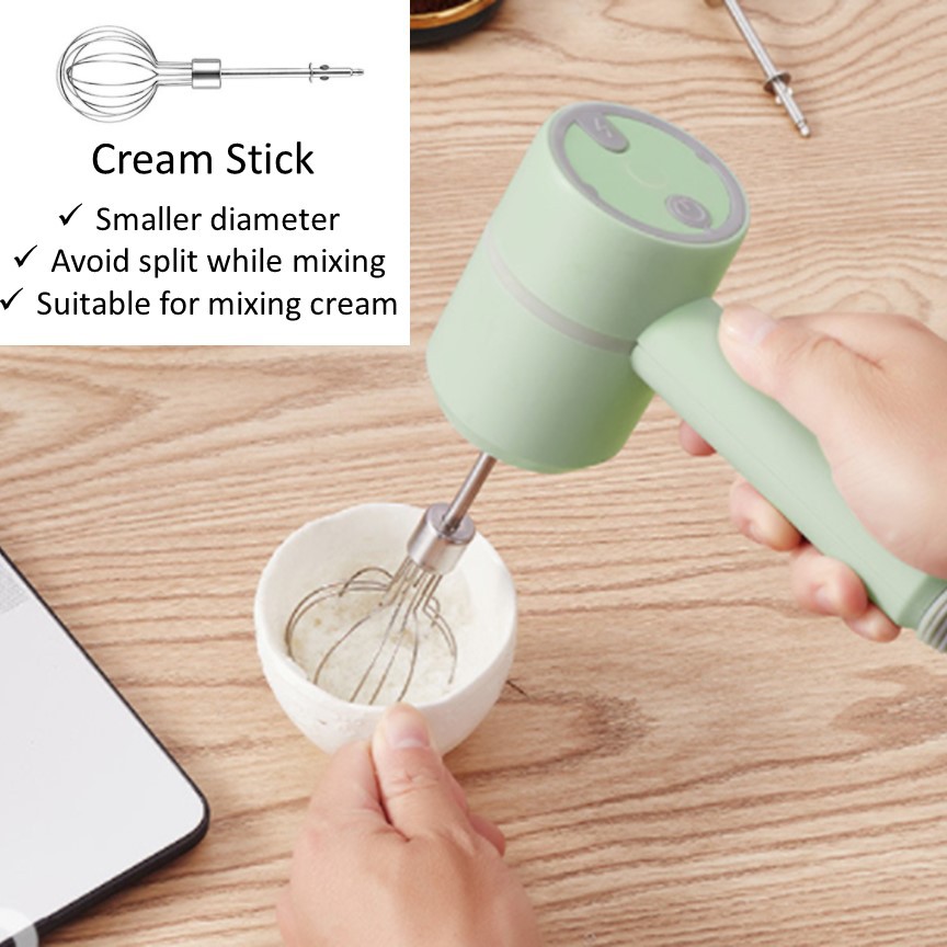 Wireless Electric Hand Mixer, 3-Speed USB Rechargeable Hand Blender for  Baby Food, Portable Electric Whisk Cordless Mini Handheld Mixer for Egg  Beater, Cake, Baking & Cooking 