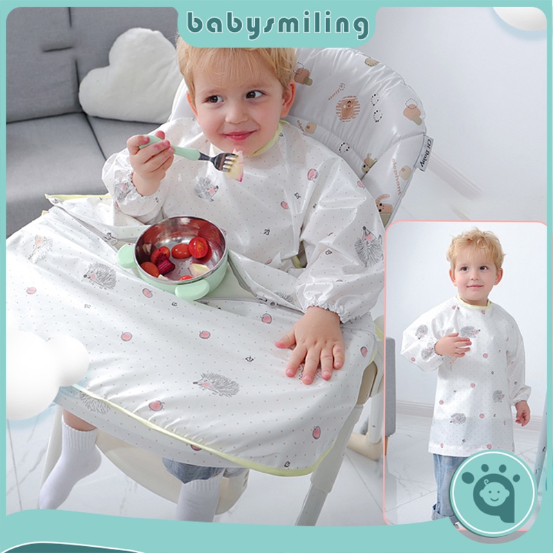 3 In 1 BLW Coverall Bib High Chair Cover-all Bib Baby Feeding Bib, Long ...