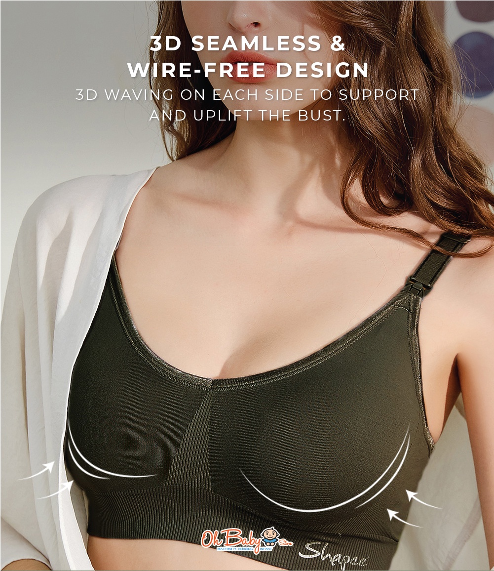 Shapee Luxe Nursing Bra (Pink) - Full Cup Design, wireless nursing bra,  wide side band
