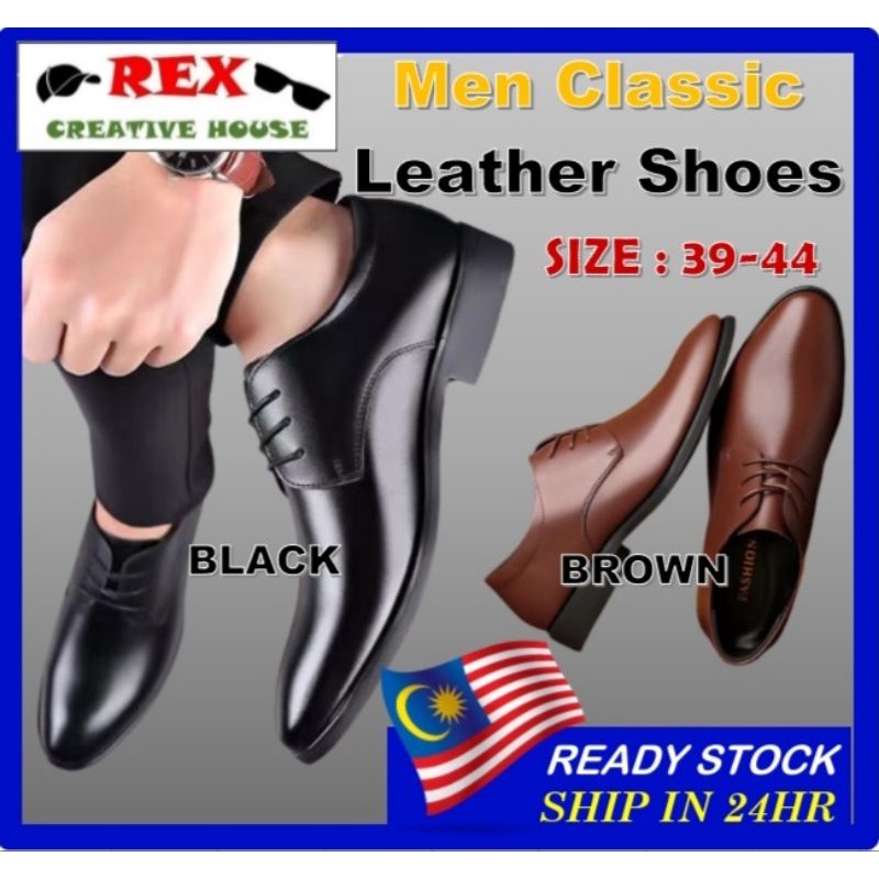 【READY STOCK AT MALAYSIA】Men Shoes Kasut Lelaki Casual Fashion Oxfords PU Leather Lace Up Formal Dress Shoes