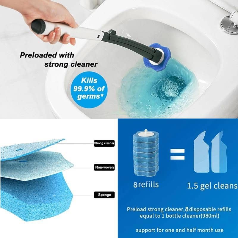 Toiletwand Disposable Toilet Sponge Brush Flushable Toilet Clip On Angle Free 8pcs Cleaning
