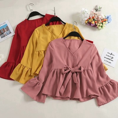  korean  style women ladies chiffon  shirt blouse baju  baju  