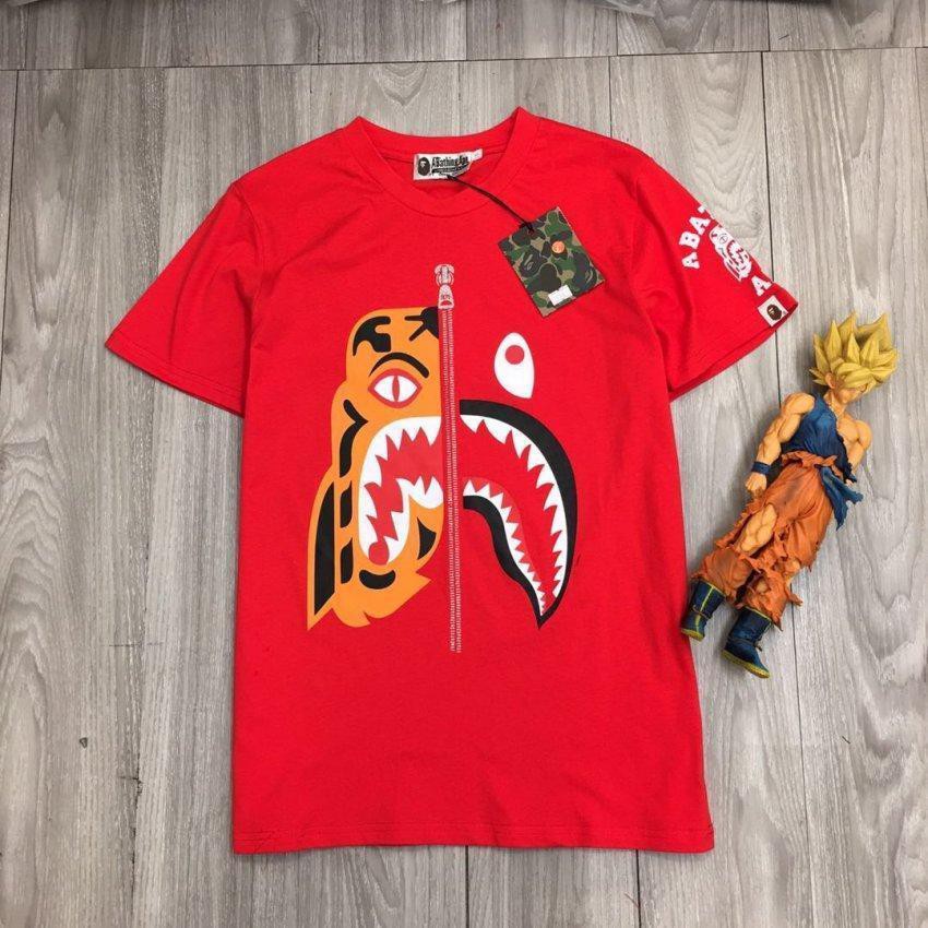 bape half shark half tiger tee