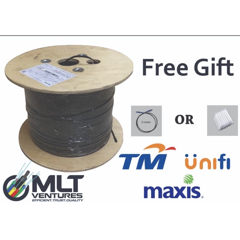 FTTH Unifi Drop Fiber 1 core biru IB Outdoor 1000Meter Fiber Optic 1c