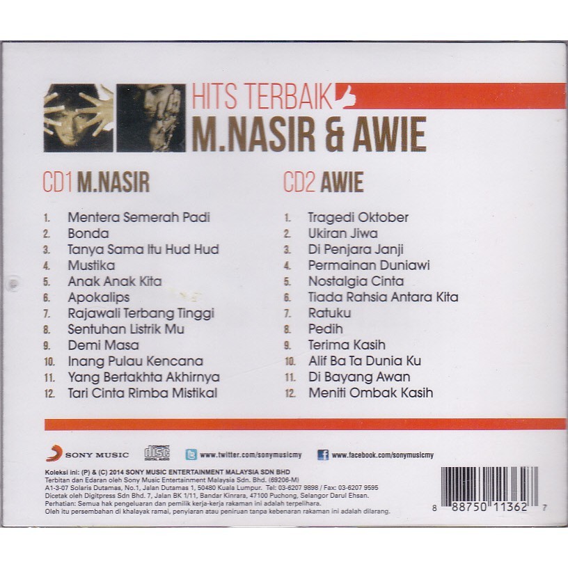 M Nasir Awie Hits Terbaik 2 Cd Shopee Malaysia