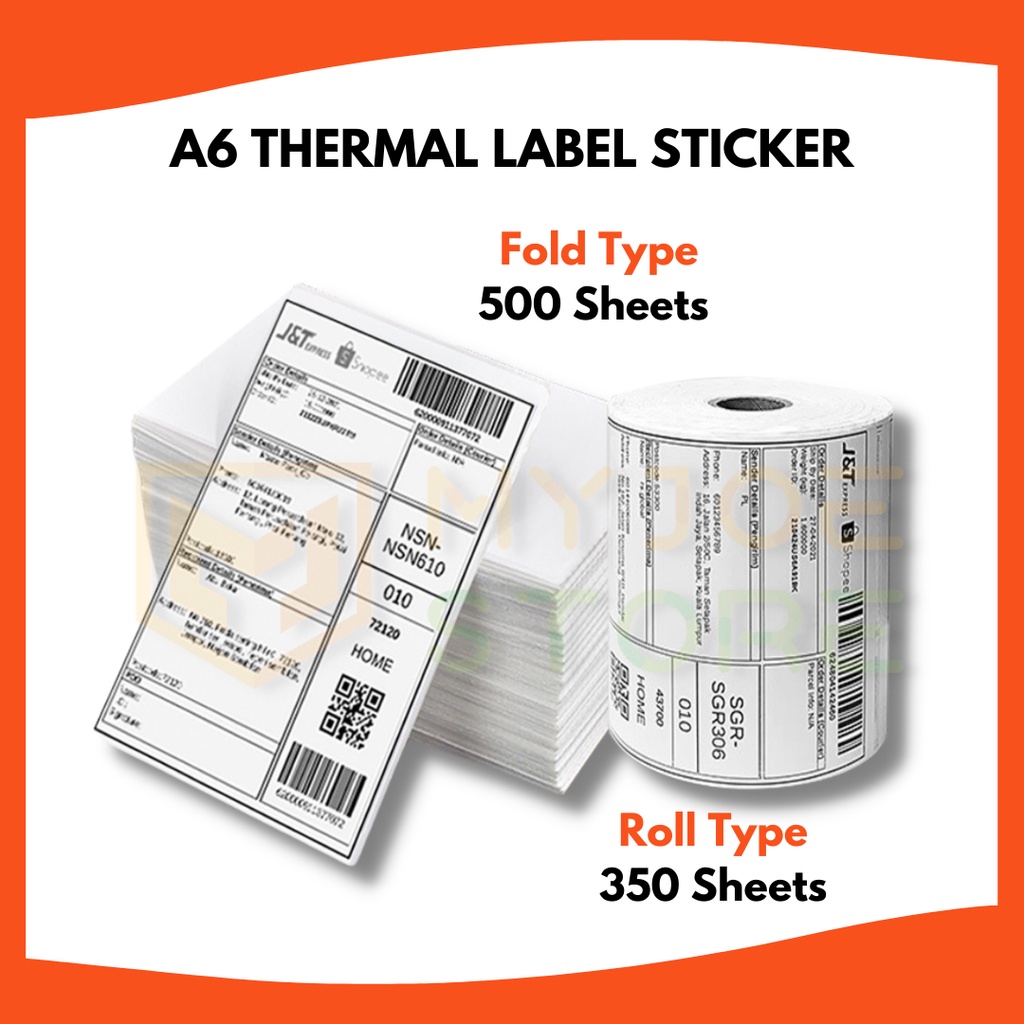 🇲🇾 Thermal printer Sticker A6 350pcs paper AWB Shopee Easyparcel