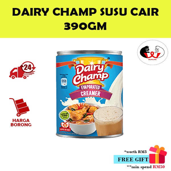 Dairy Champ Susu Cair/Evaporated Creamer/Krimer Sejat [390GM]