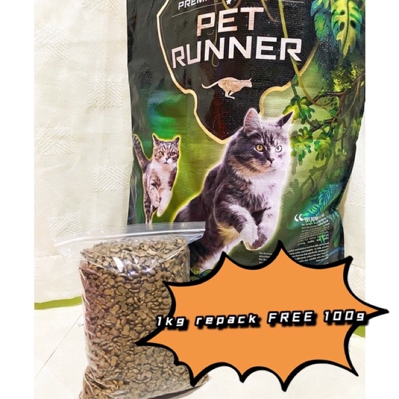 Buy [ReadyStock] Pet Runner Repack 1kg FREE 100g Cat Kibbles 