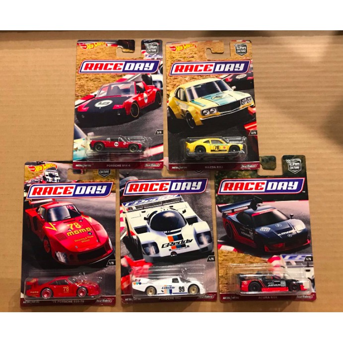 Hot Wheels Car Culture Race Day Set Of 5 Acura Nsx Mazda Rx3 Porsche 