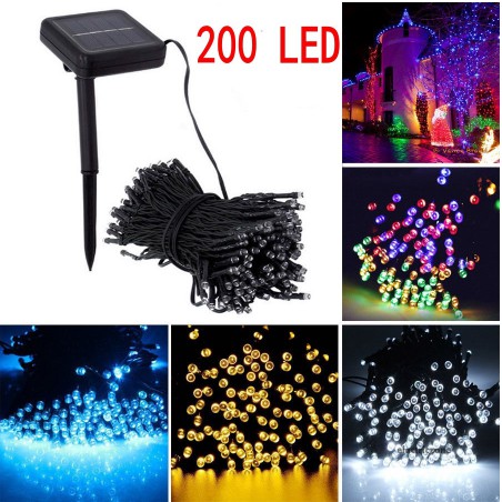 22m Solar Powered 200 Leds Solar Fairy String Lights 8 Mode Solar