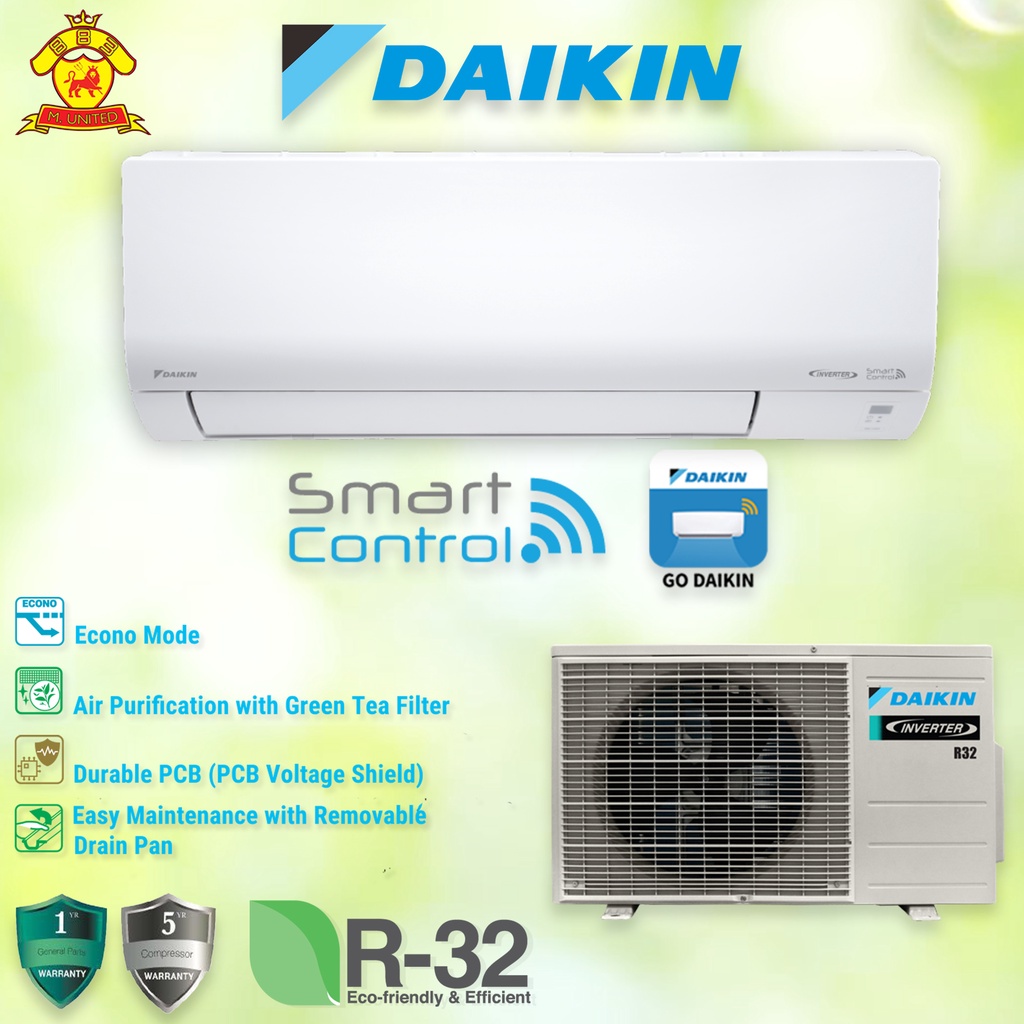 Wifi 2022 Daikin 1 0hp 2 5hp R32 Inverter Wall Air Cond Ftkf B Series