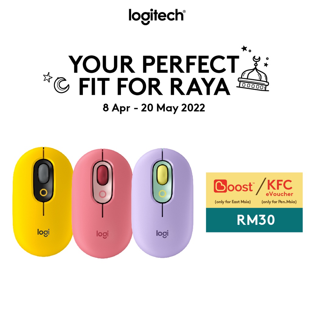 Logitech POP Mouse, Wireless Customisable Emojis, SilentTouch Technology, Precision Scroll, Bluetooth USB Multi-device