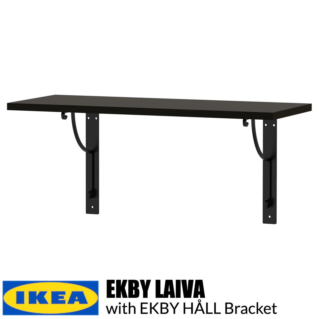 Ikea Ekby Laiva Wall Shelf With Ekby Hall Bracket Black Brown