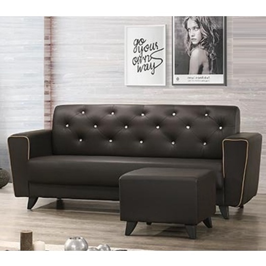 High Quality PVC Sofa 3 Seater Kulit With Stool / Fabric Sofa 3 Seater