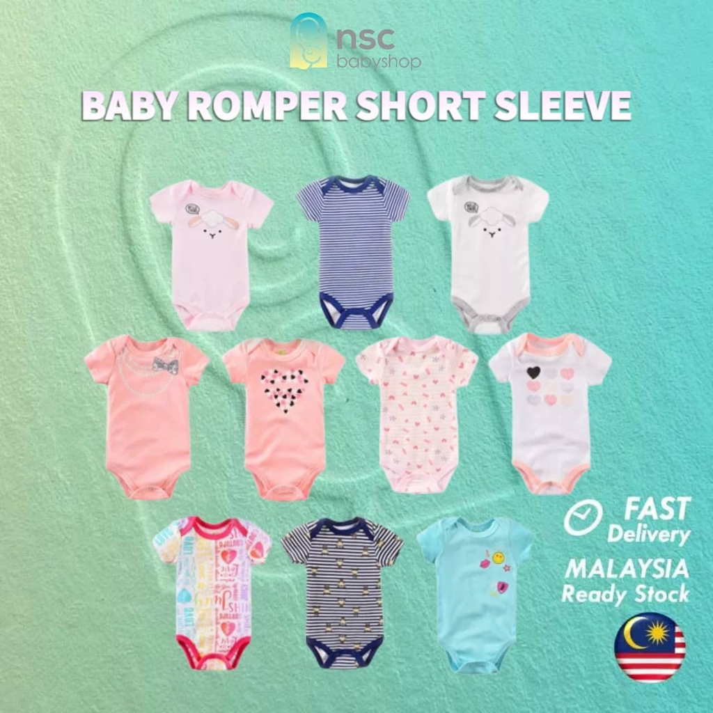 GFQLONG Newborn Baby 2 Pack Cotton Zipper Romper Infant Summer Short Sleeve Solid One Piece Outfit Jumpsuit 