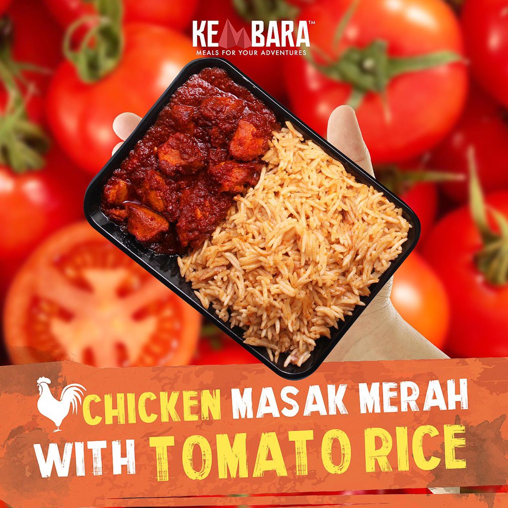 KEMBARA MEALS : NASI TOMATO & AYAM MASAK MERAH WITH WARMER - [READY STOCK & FAST DELIVERY]