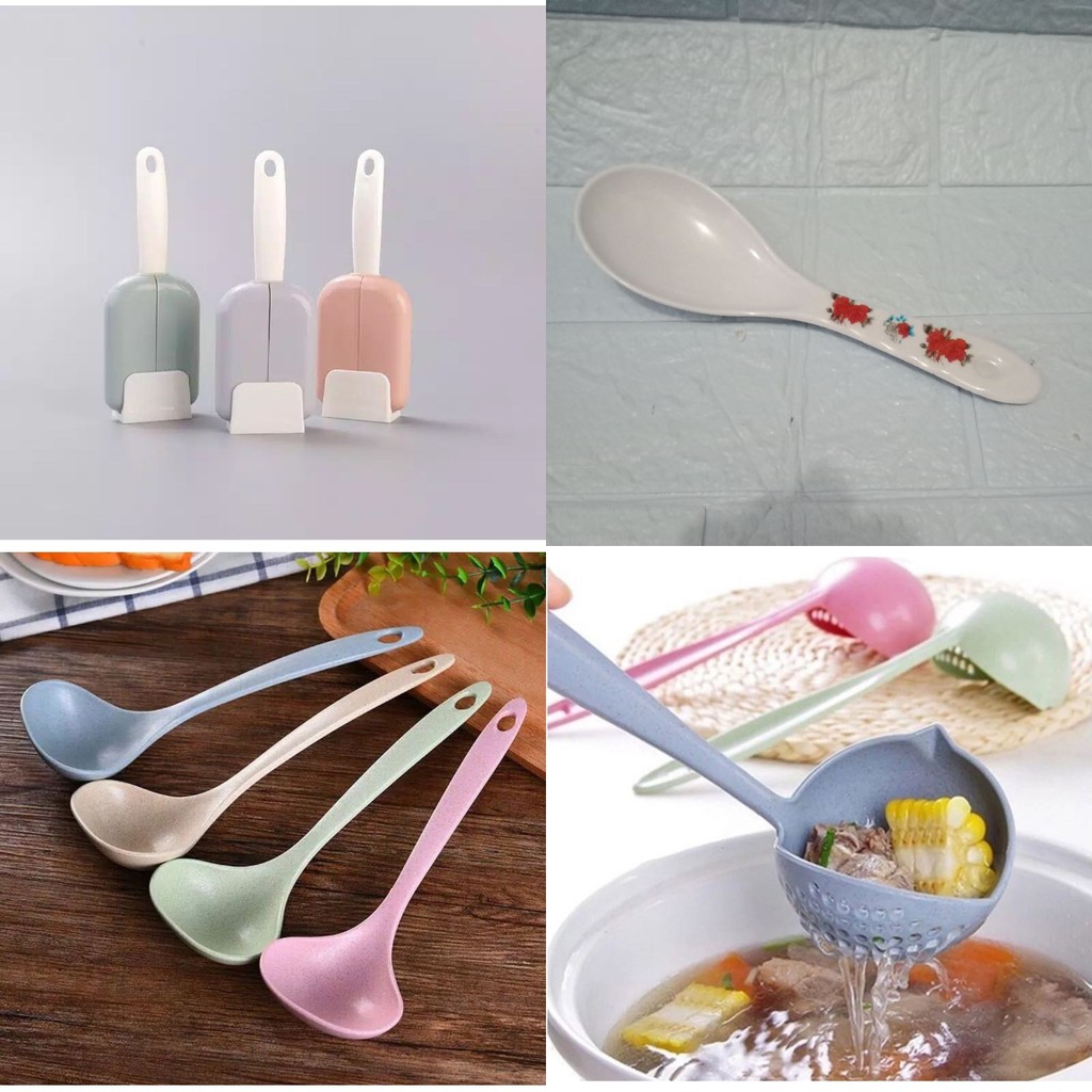 Lysashop - Automatic Rice Spoon For Soup, Melamine Water Sauce Wheatjerami 2-In-1 Filte…