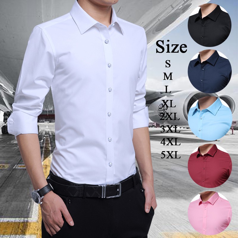 [S-5XL]Men Shirt Long Sleeve Shirt Slim Fit Kemeja Lelaki Plus Size ...