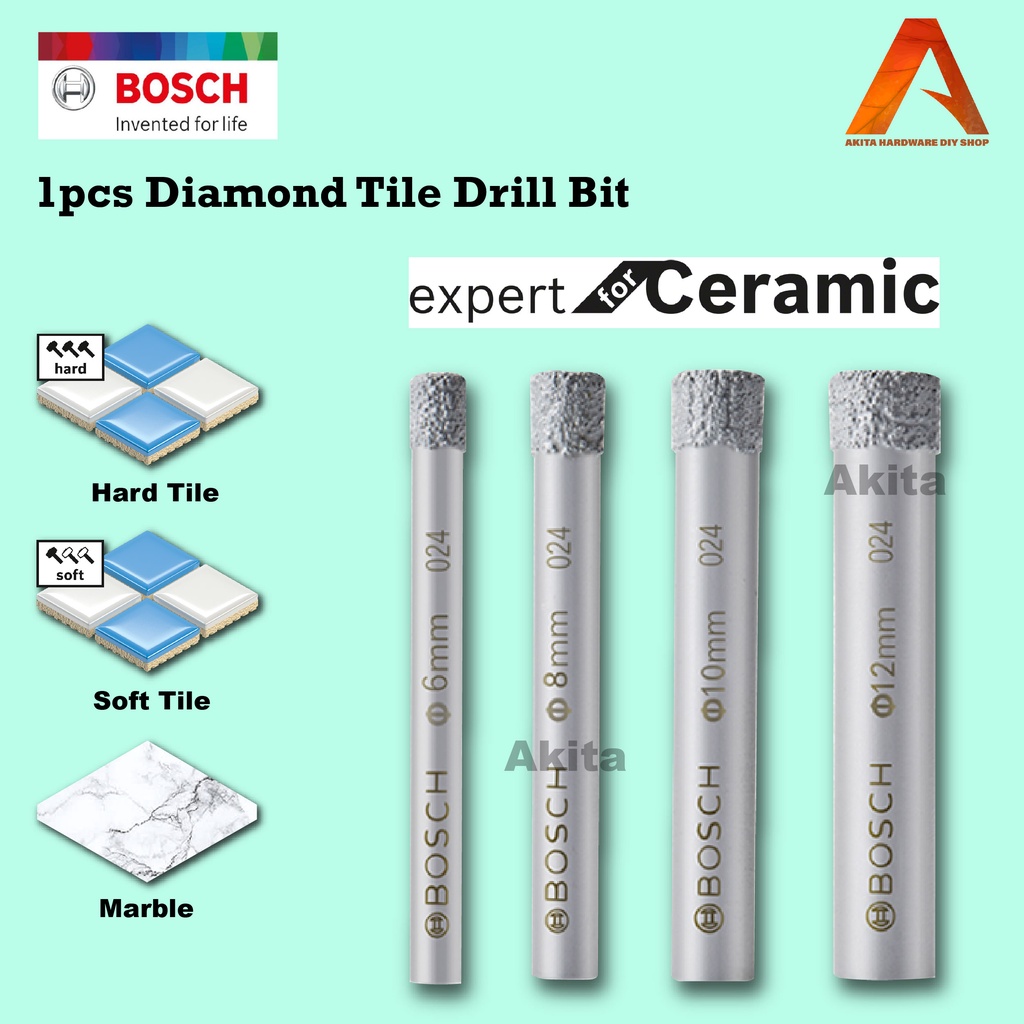 Bosch 1pcs Diamond Tile Drill Bit / Hole Drill Bit for Ceramic Tile, Marble, Floor, Vitrified