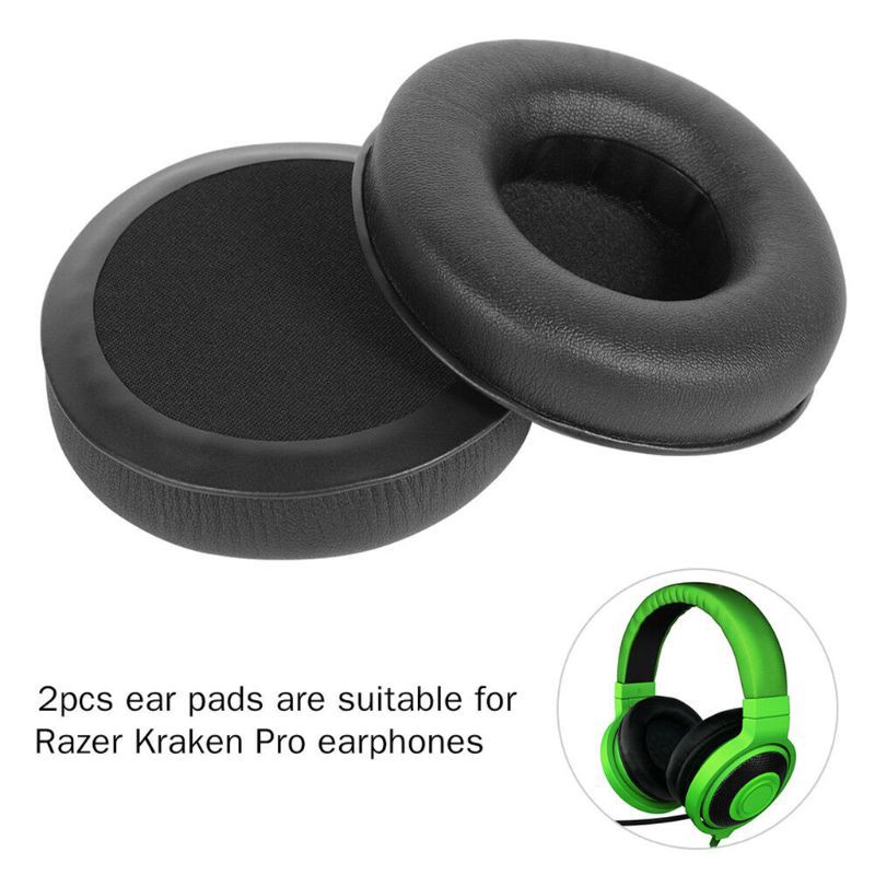 2Pcs Replace Ear Pads Cushions Soft Leather for Razer Kraken Pro