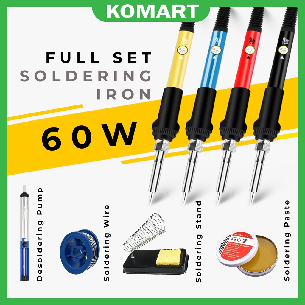 KOMART 60W Soldering Timah Iron Kit Set Adjustable Electric Solder Tool