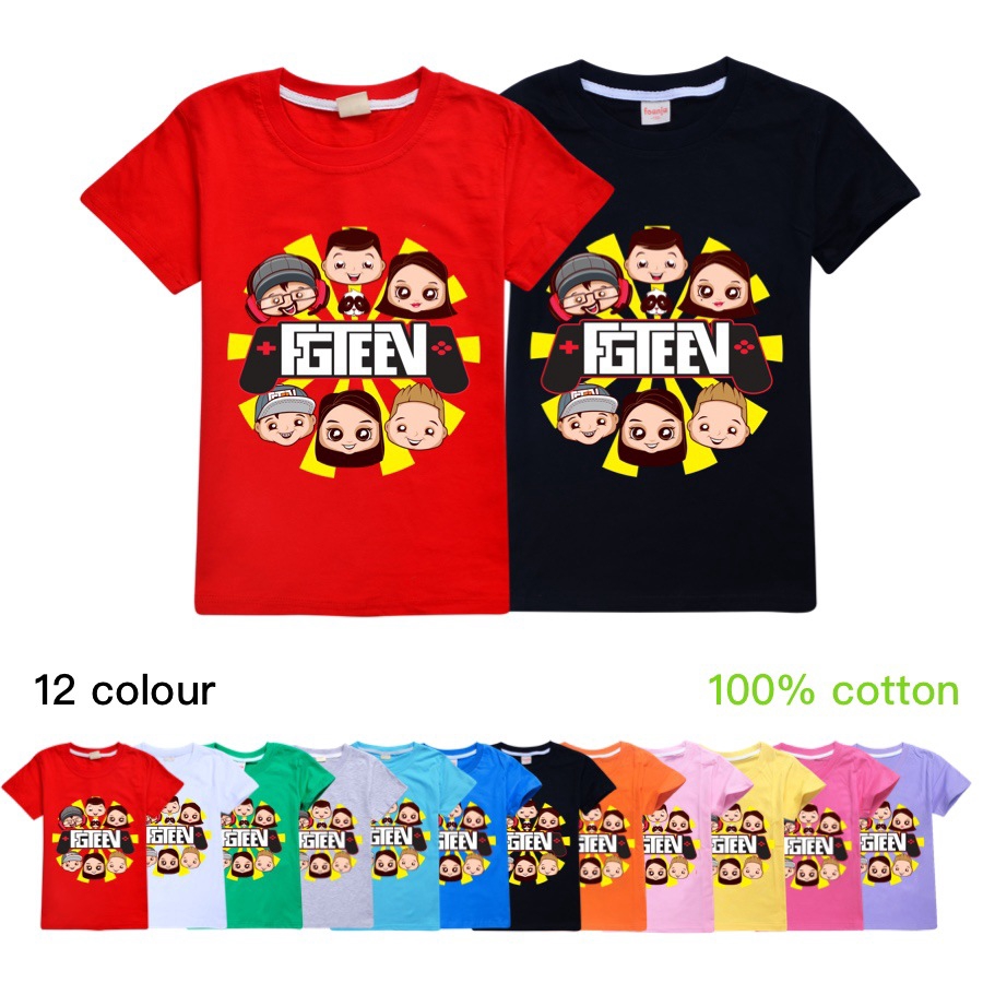 Fgteev Kids Boys T Shirt Print Short Sleeve Girls T Shirts Cotton Children T Shirt O Neck Tee Tops Boy Clothing Shopee Malaysia - boys girls kids roblox fgteev the family games summer short sleeve