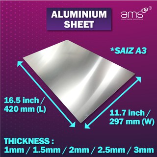 3mm 1mm,1.2mm 2mm Aluminium Sheet Metal Plate 50+ Sizes Grade 1050A H14 