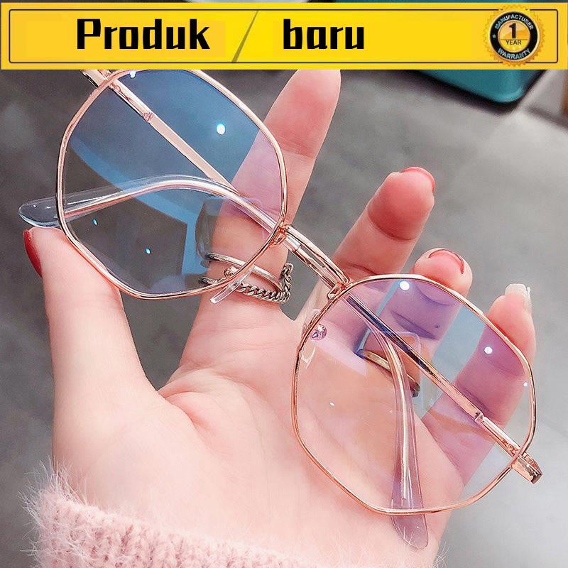 Ready Stock Cermin Mata Spek Mata Glasses Spec Mata Pelajar Perempuan Kacamata Myopia Versi Korea Pasang Dapat Dilengkapi Dengan Bingkai Kacamata Poligonal Darjah Anti Radiasi Cahaya Biru Cermin Rata Lelaki