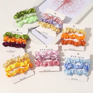 3PCS/PACK Womens Hair Accesorios Solid color Lady Scrunchies Ponytail Scrunchy Elastic Hair Ropes Headwear