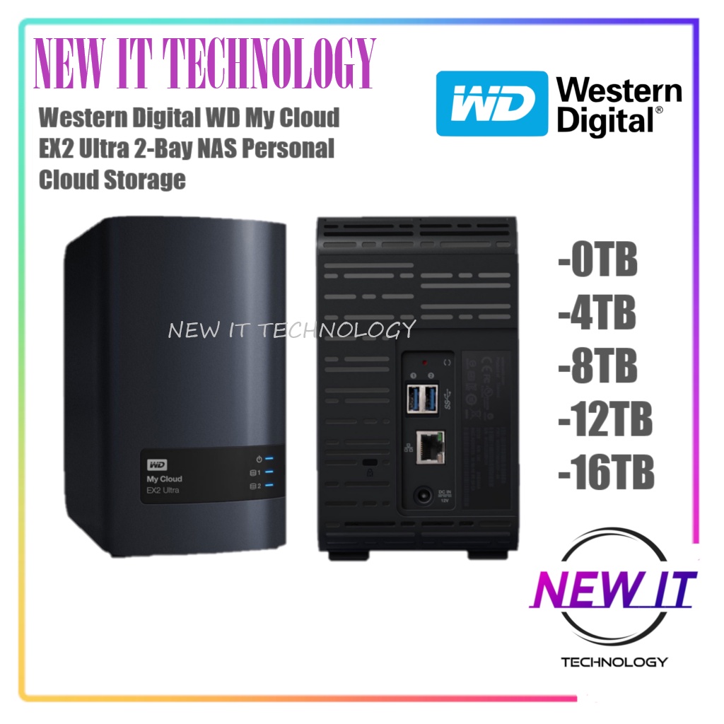 Western Digital WD My Cloud EX2 Ultra 2-Bay NAS Personal Cloud Storage ( 0TB / 4TB / 8TB / 12TB / 16TB / 20TB )