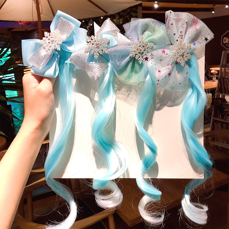 Slow Life] Children's Hair Accessories Ice Snow World Wig Hairpin Girls  Cartoon Clip Little Girl Headdress | Shopee Malaysia