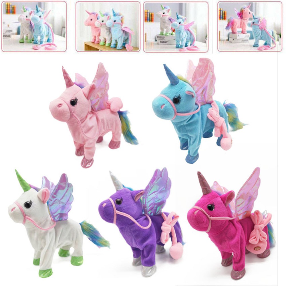 walking talking unicorn plush toy