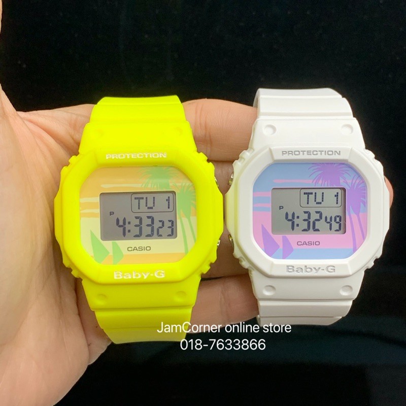 100% ORIGINAL CASIO BABY-G BGD-560BC SERIES YELLOW/WHITE palm trees and ...