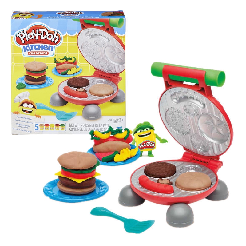 Play-Doh Burger Barbecue Play Set Brand New 5 Dough Colors 