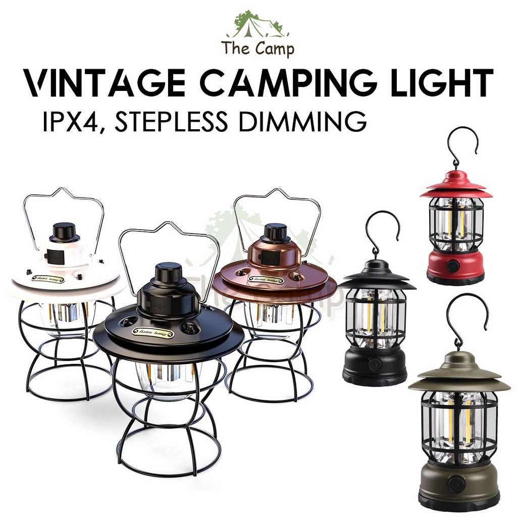 Camping LED Vintage Lantern Light Retro Design Hanging Lamp Warmwhite High Brightness USB Bluetooth Music Type C Hiking