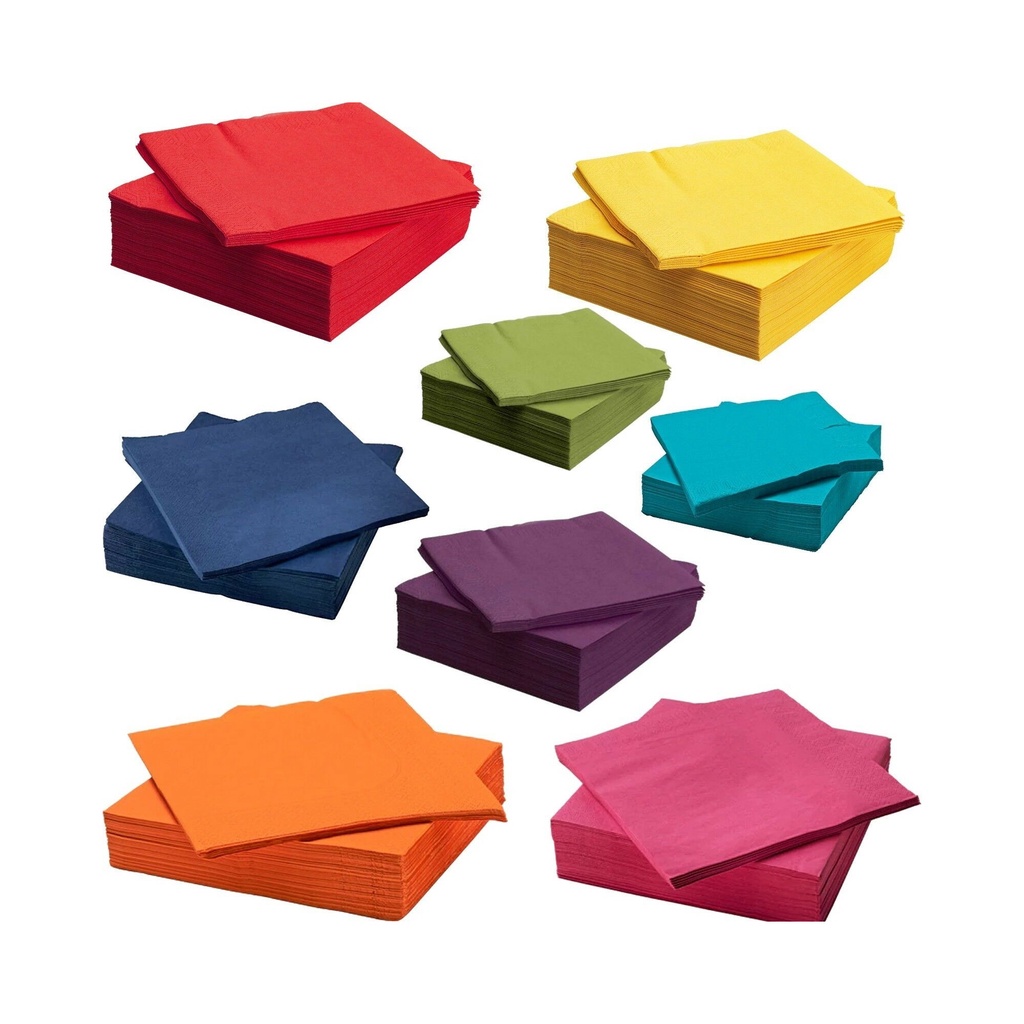 Branded Colourful Paper Napkin Tissue 40x40cm / 24x24cm (White, Red