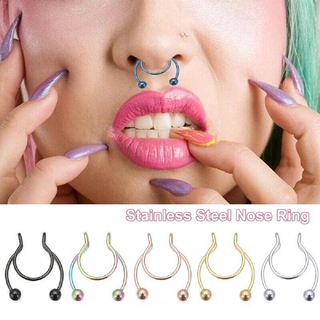 2pc Fake Stud Earrings Goth Punk Clip On Piercing Body Nose Lip Rings Hoop Ear Piercing Falso Brincos Clip Joias De Corpo