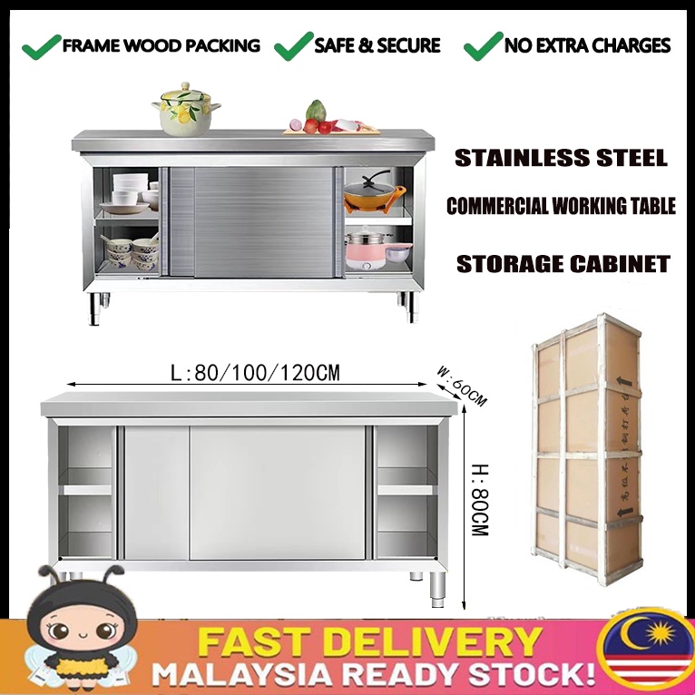 80CM/100CM/120CM Stainless Steel Cabinet Almari Dapur Kitchen Cabinet ...