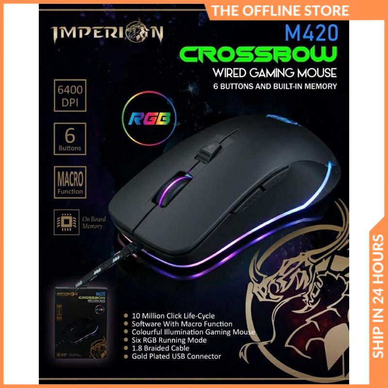 Imperion Wired Gaming Mouse Computer Mouse Marco Programmable RGB Color M420 GIP-M7 S110 M210