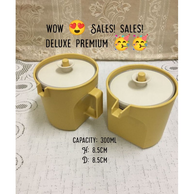 Vintage Tupperware Deluxe Premium Harvest Gold Sugar and Creamer Bowl