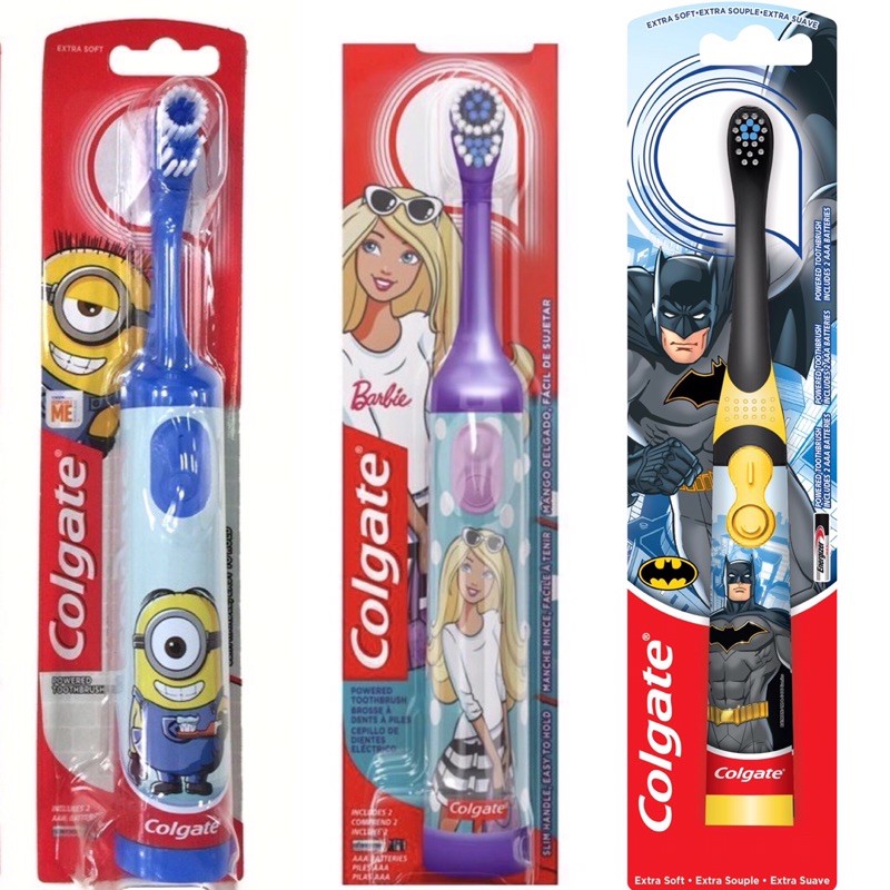 Colgate kids powered electric toothbrush battery operated barbie batman