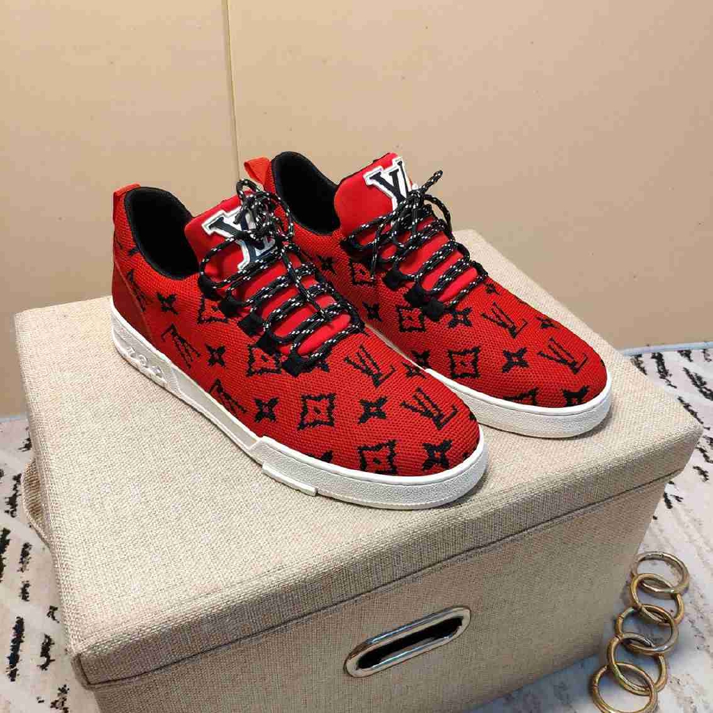 Ready Stock New LV casual men&#39;s shoes Louis Vuitton men&#39;s sports shoes leather uppers rubber ...