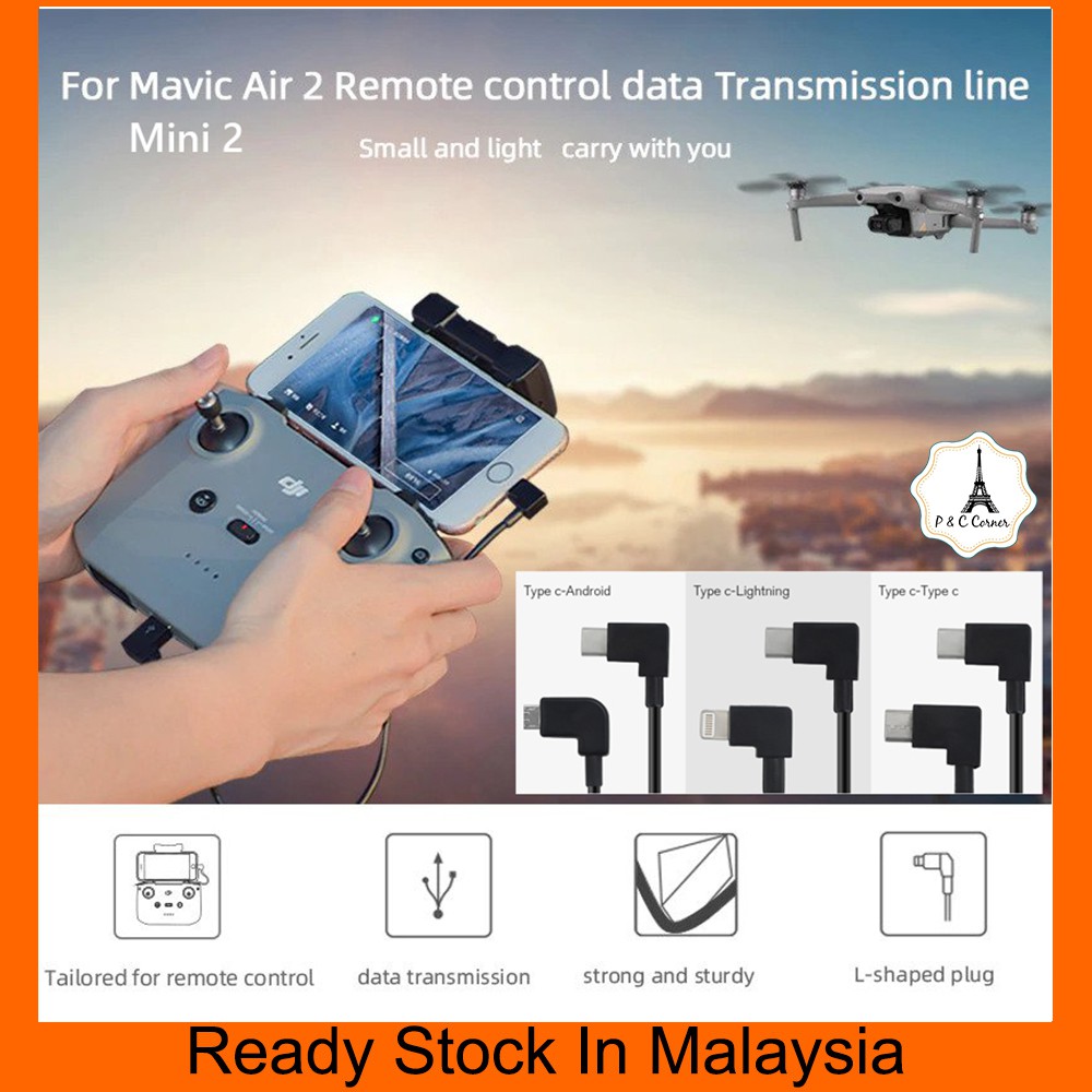 DJI Mini 2 / Mavic Air 2 Accessories – Drone Remote Control Data Cable OTG Type C Micro USB IOS Connector Tablet Phone