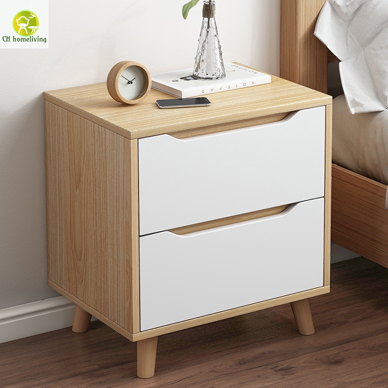 Bedside Table Solid Wood Legs Nordic Bedroom Simple Modern Multifunctional Storage Simple Bedside Small Cabinet Storage Cabinet Groove Handle Large Table Two Style Bedside Tables Simple Modern Locker Shopee Malaysia