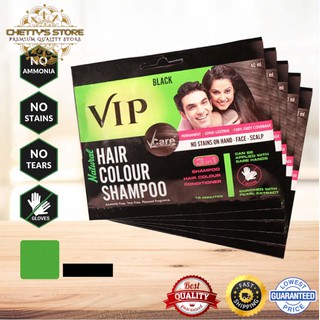VIP Natural Hair Color Shampoo 5in1 180ml - Black & Brown | Shopee Malaysia