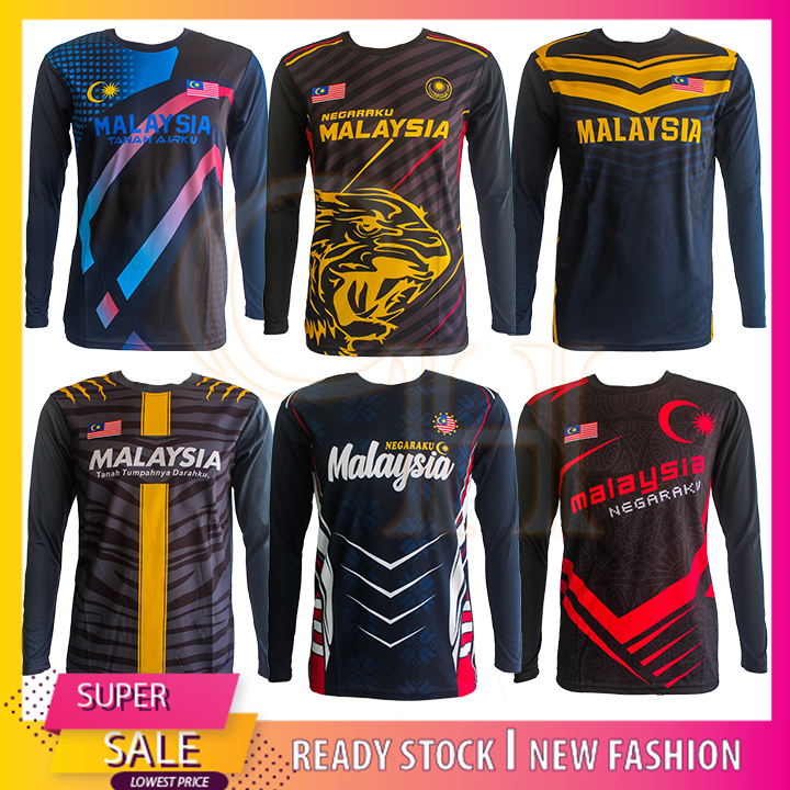 (HARGA BORONG) MEN JERSEY T-SHIRT MALAYSIA LONG ON SLEEVES (BAJU JERSI LELAKI LENGAN PANJANG MALAYSIA) PJ